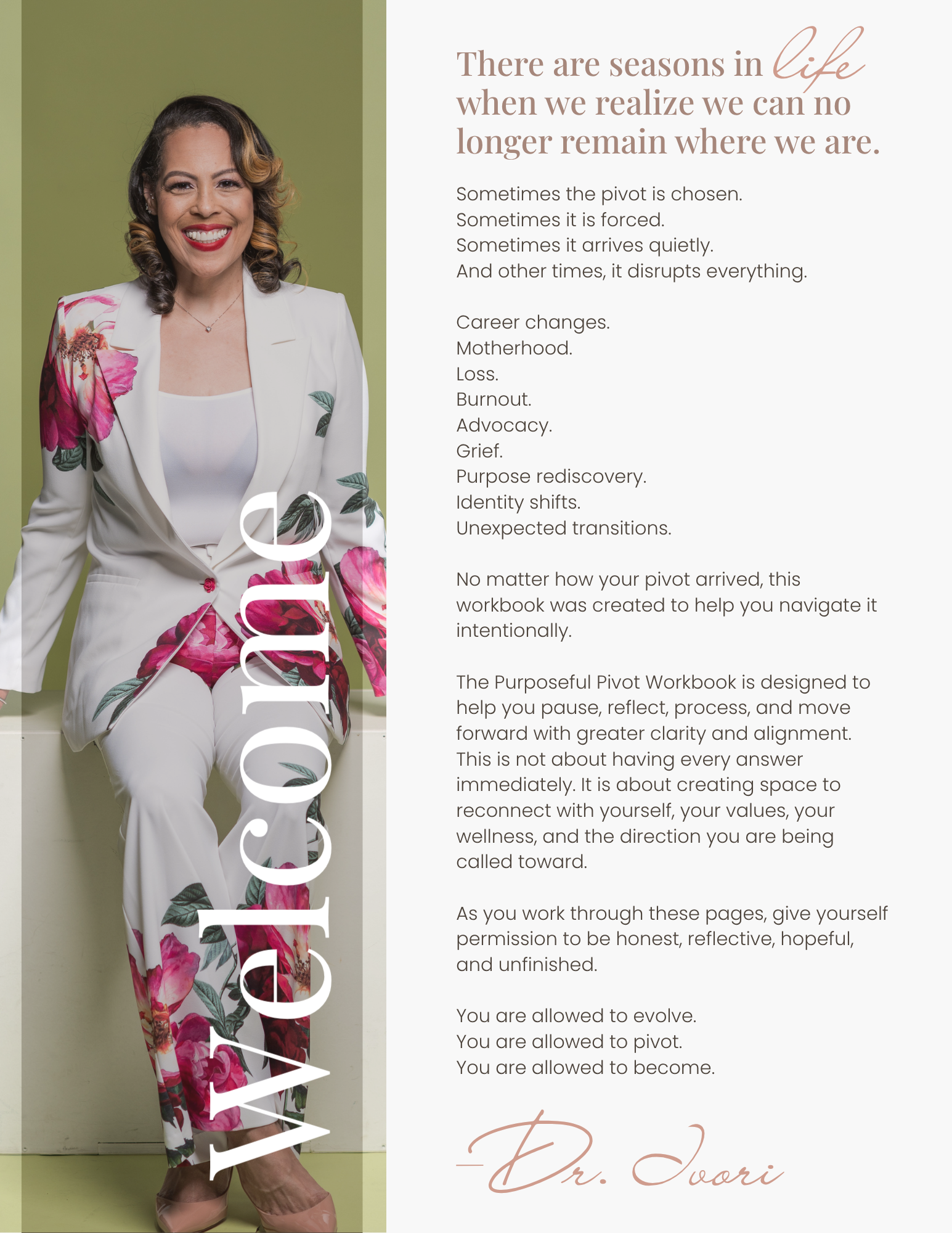Welcome page from The Purposeful Pivot Workbook