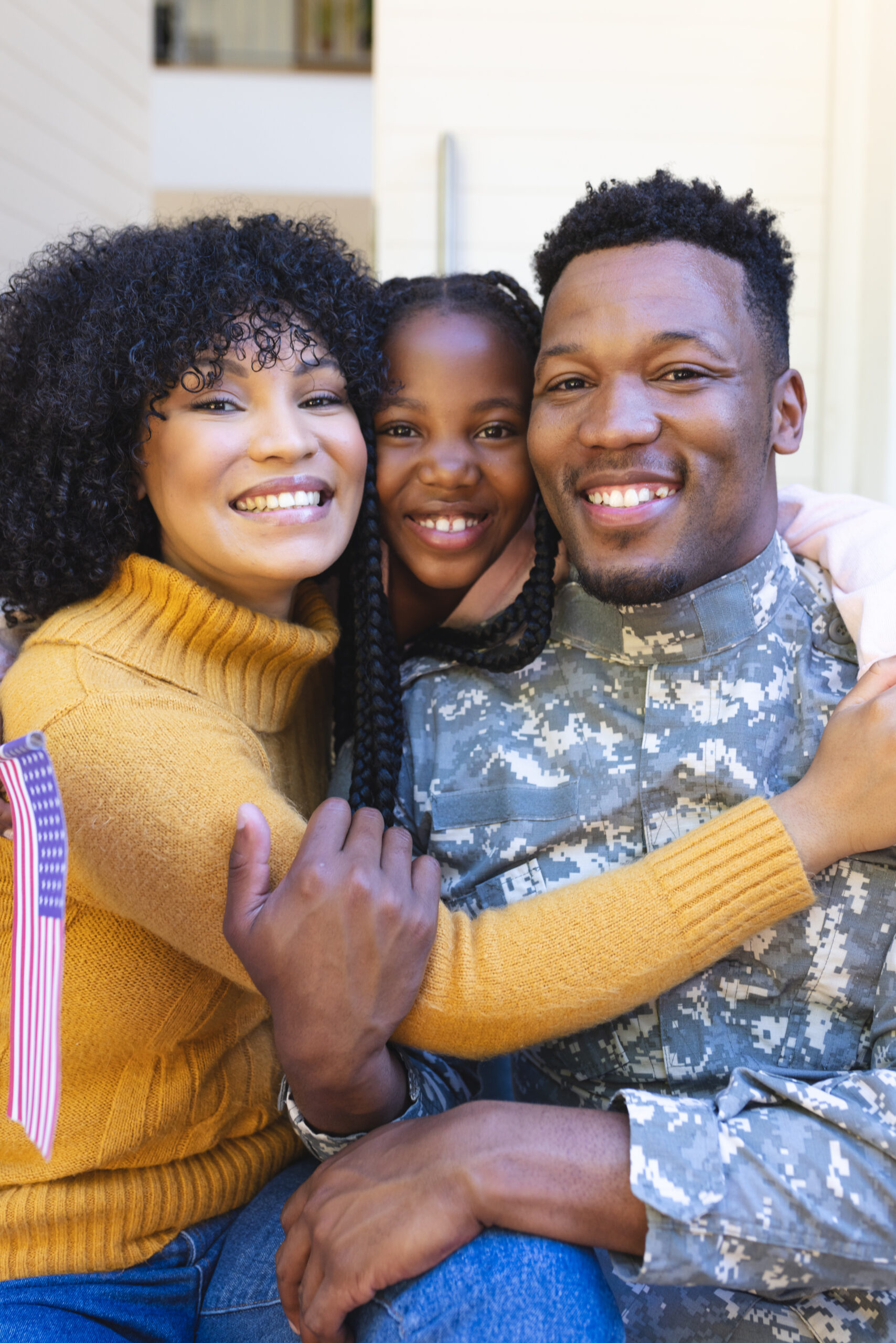 Family embracing together